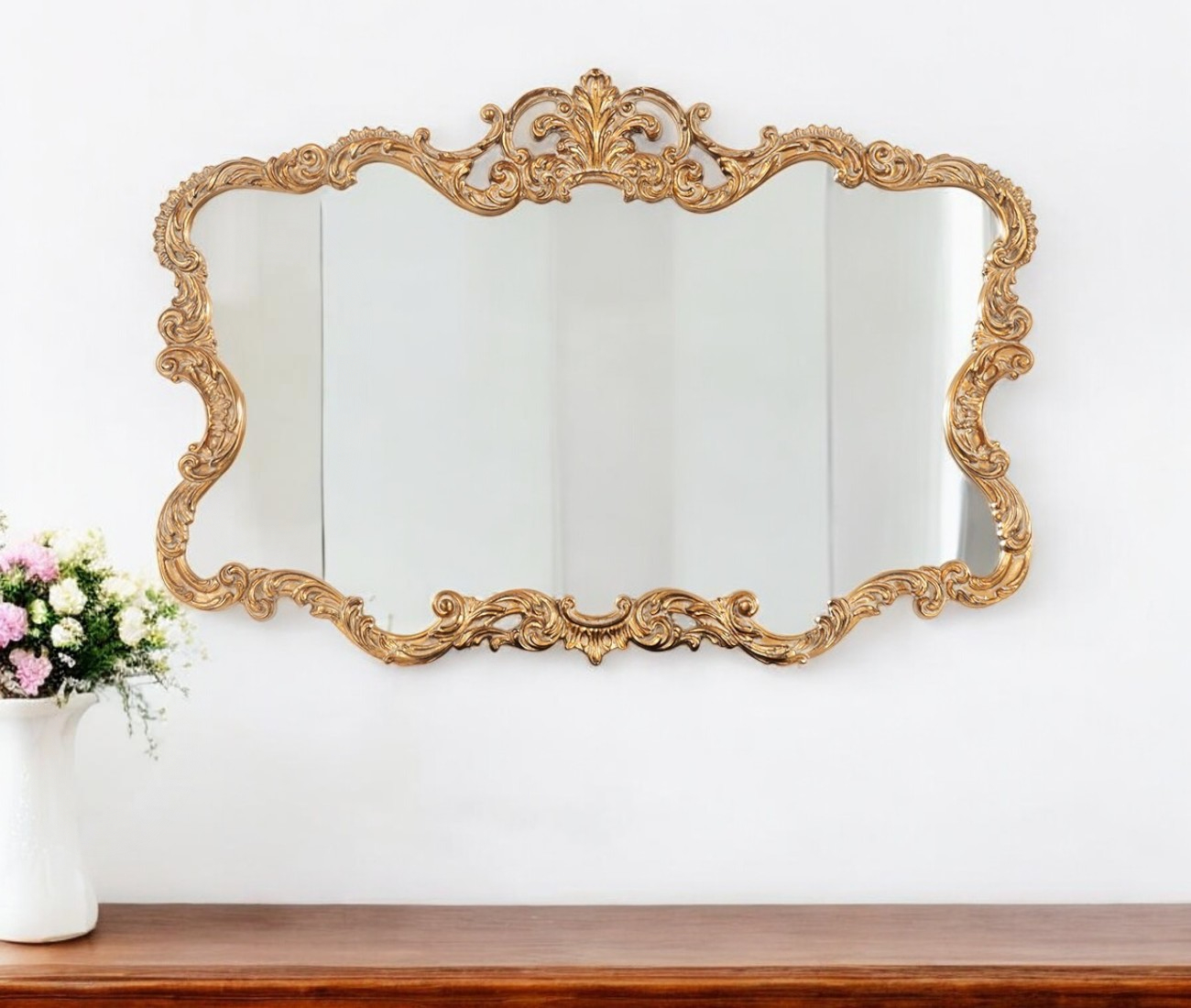 383714_12_YG1Gq2Vc-1.jpg 27" Gold Ornate Scroll Framed Accent Mirror - Image 1
