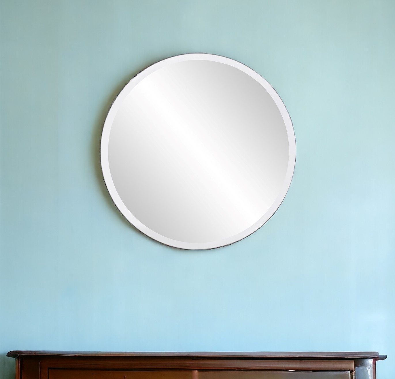 383722_13_9xi6w52c-1.jpg 28" Gray Round Unframed Accent Mirror - Image 1