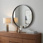 36" Black Round Framed Accent Mirror