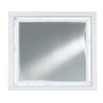 41" White Faux Marble Wood Lighted Mounted Accent Mirror - Image 2
