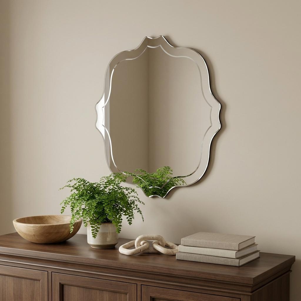 384173_9_RRSpBGp5-1.jpg 16" Gray Abstract Unframed Accent Mirror - Image 1