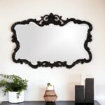 27" Black Ornate Scroll Framed Accent Mirror