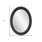 33" Black Ornate Oval Wood Framed Accent Mirror - Image 9