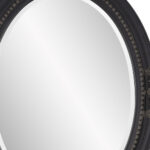 33" Black Ornate Oval Wood Framed Accent Mirror - Image 7