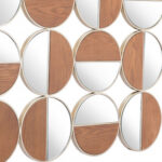 36" Gold And Walnut Steel Round Framed Accent Mirror - Image 3