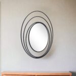32" Black Oval Steel Framed Accent Mirror