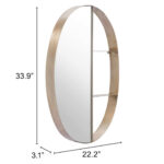 34" Bronze Oval Steel Framed Accent Mirror - Image 8