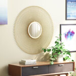 35" Gold Round Iron Framed Accent Mirror - Image 7