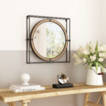 22" Gray Square Steel Framed Accent Mirror - Image 9
