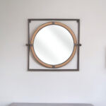 22" Gray Square Steel Framed Accent Mirror