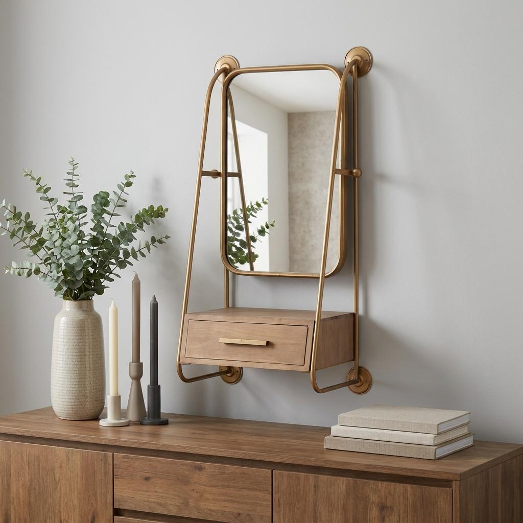391668_10_SVqpkEtx-1.jpg 36" Gold Steel Framed Accent Mirror - Image 1
