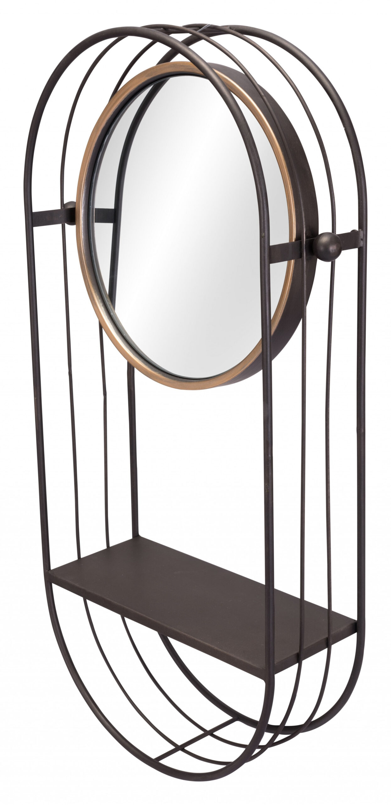 391671_9-1.jpg Industrial Gray Mirror Shelf - Image 1