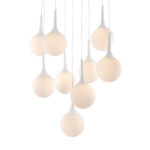 White Shaded Nine Light Metal Dimmable Ceiling Light - Image 4