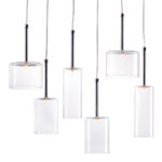 Silver Kitchen Island Six Light Metal LED Ceiling Light With Shades - Image 3