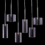Silver Kitchen Island Six Light Metal LED Ceiling Light With Shades - Image 5