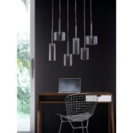 Silver Kitchen Island Six Light Metal LED Ceiling Light With Shades - Image 10