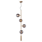 Gold Shaded Four Light Metal Dimmable Ceiling Light With Clear Shades - Image 4