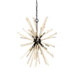 Wood And Metal Starburst Six Bulb Hanging Light - Image 2