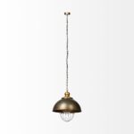 Rustic Gold Tone Metal Dome Hanging Light - Image 3