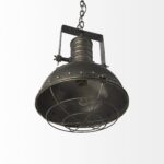 Antiqued Black Metal Hanging Industrial Caged Pendent Light - Image 5