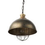 Distressed Bronze Metal Dome Hanging Light - Image 2