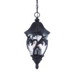 Three Light Matte Black Leaf Detail Hanging Light - Image 2
