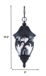 Three Light Matte Black Leaf Detail Hanging Light - Image 6
