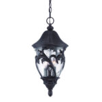 Three Light Matte Black Leaf Detail Hanging Light - Image 3