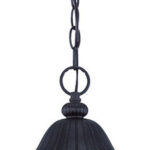 Three Light Matte Black Leaf Detail Hanging Light - Image 4