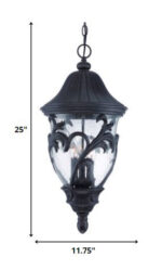XL Three Light Matte Black Leaf Detail Hanging Light - Image 6