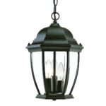Three Light Matte Black Wide Lantern Hanging Light - Image 2