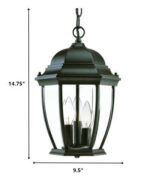 Three Light Matte Black Wide Lantern Hanging Light - Image 6