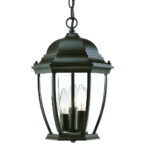 Three Light Matte Black Wide Lantern Hanging Light - Image 3