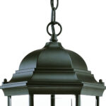 Three Light Matte Black Wide Lantern Hanging Light - Image 4