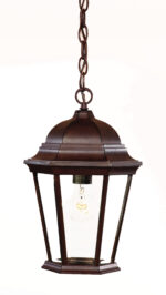 Brown Lantern Beveled Metal Dimmable Chandelier With Clear Shades - Image 3