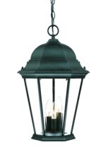 Three Light Matte Black Domed Glass Lantern Hanging Light - Image 2