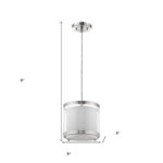 White and Silver Hanging Light with Fabric Shade - Image 5