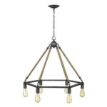 Brown and Black Six Light Metal Dimmable Chandelier - Image 2