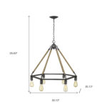 Brown and Black Six Light Metal Dimmable Chandelier - Image 6