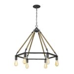 Brown and Black Six Light Metal Dimmable Chandelier - Image 3