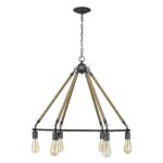Brown and Black Six Light Metal Dimmable Chandelier - Image 4