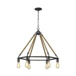 Brown and Black Six Light Metal Dimmable Chandelier - Image 5