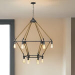 Brown and Black Twelve Light Metal Dimmable Chandelier
