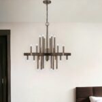 Brown Candle Style Multi Light Metal Dimmable Chandelier