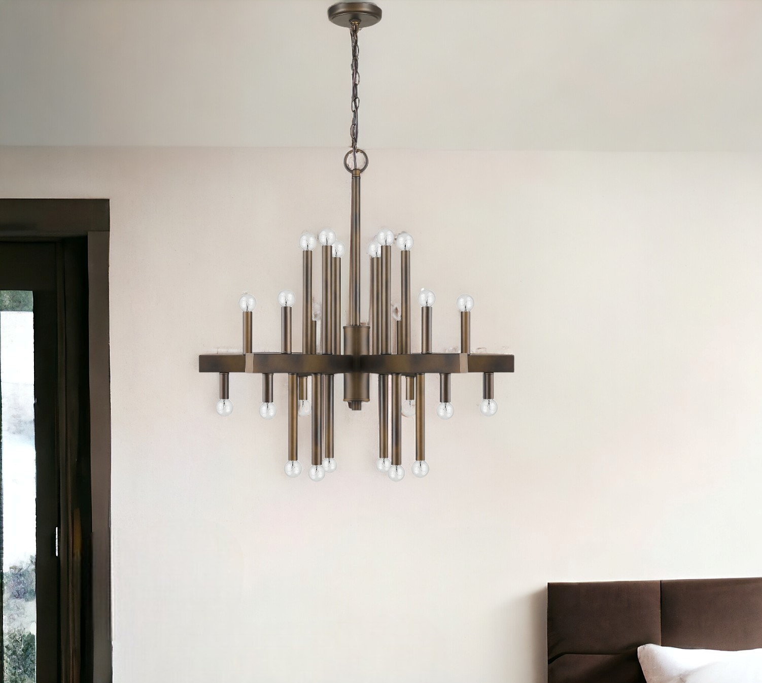 398047_13_Tf6uMoWL.jpg Brown Candle Style Multi Light Metal Dimmable Chandelier - Image 1