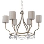 Gold Candle Style Six Light Metal Dimmable Chandelier With White Shades - Image 2