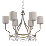 Gold Candle Style Six Light Metal Dimmable Chandelier With White Shades - Image 3