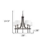 Brown Candle Style Five Light Metal and Crystals Dimmable Chandelier With White Shades - Image 6