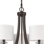 Brown Candle Style Five Light Metal and Crystals Dimmable Chandelier With White Shades - Image 5