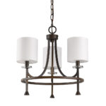 Bronze Candle Style Three Light Metal Dimmable Chandelier With White Shades - Image 3